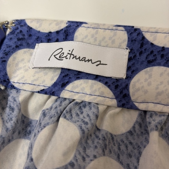 Reitmans petites polkadot skirt size 8 blue and white - Picture 6 of 7